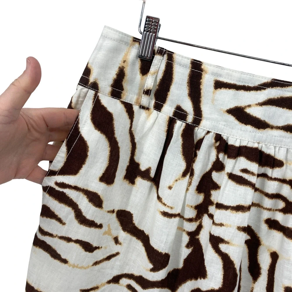 Banana Republic 10 Brown White Animal Print Mini Skirt Linen
